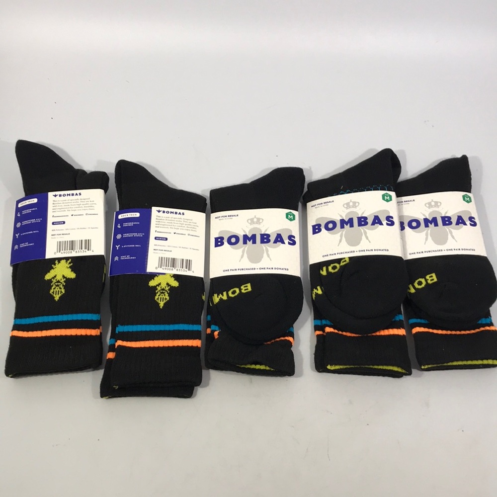 Lot of 5 unisex bombas socks mens 6-9 womens 8-10.5 medium performance support